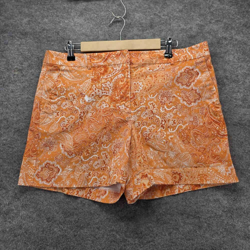 Michael Michael Kors Shorts Womens 14 Orange Paisley Print Cotton Stretch